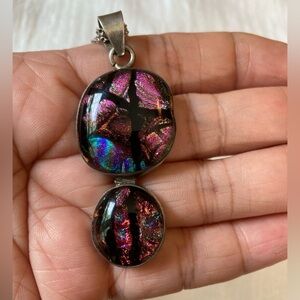 Vibrant Art Glass Multi Colored‎ Pendant Necklace